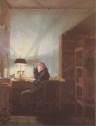 Georg Friedrich Kersting Reader by Lamplight (mk09) oil painting on canvas